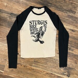 Sturgis Bike Week 1997 Eagle Graphic Long Sleeve Raglan – Vintage Biker Tee